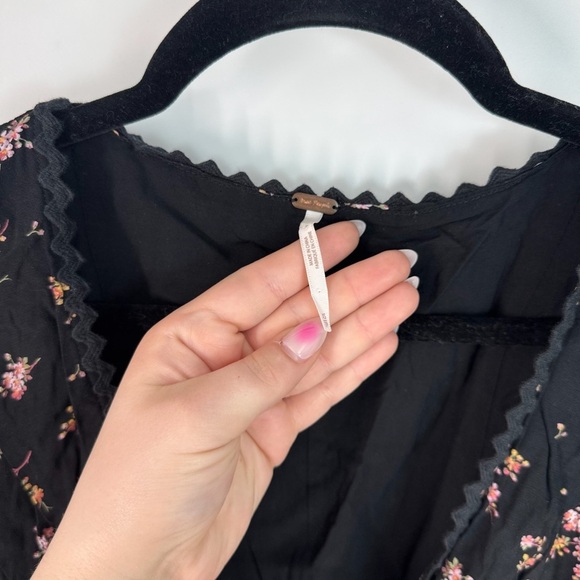 Free People Floral Front Tie Long Sleeve  Top - Picture 3 of 5